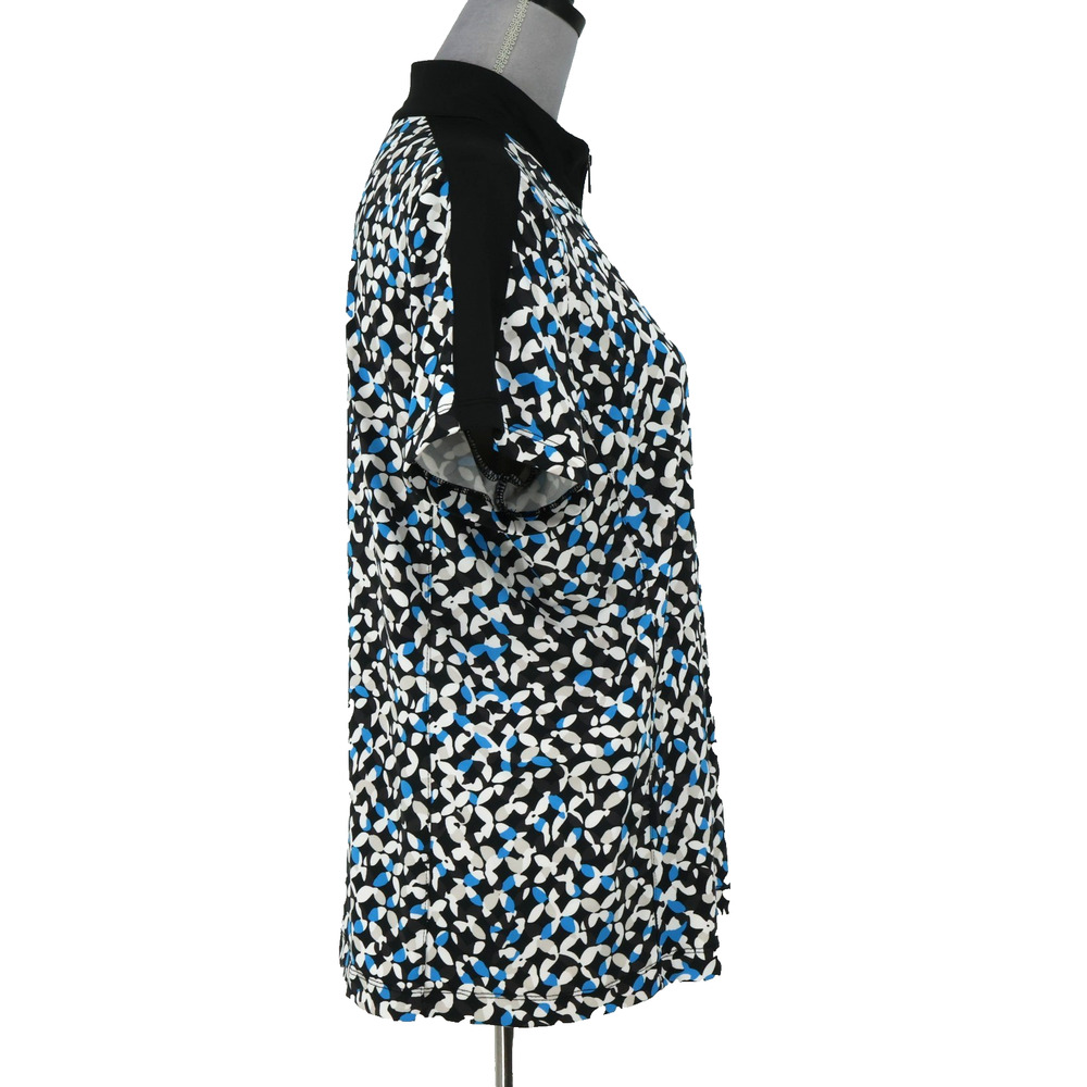Tail Golf Top Womens Large Black White Blue Print Quarter Zip Short Sleeve - Picture 5 of 13